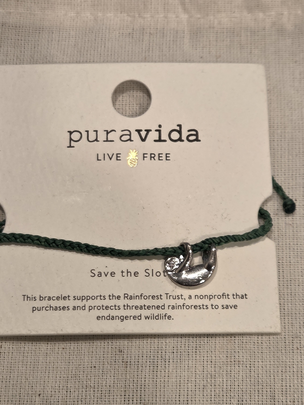 Pura Vida Sloth Green/Silver Bracelet